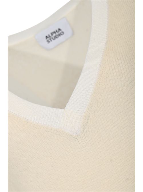 Maglia in misto lana con effetto punzonato Latte Alpha studio | AD-4520F2003